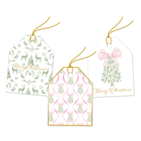 Christmas Trees and Pink Bows Assortment Gift Tags