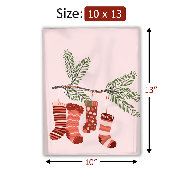 10x13 Christmas Stockings Designer Poly Mailers Shipping Envelopes Premium Printed Bags