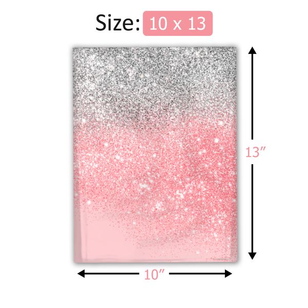 10x13 Pink Glitter Transition Poly Mailers – Shipping Bags for Small Business