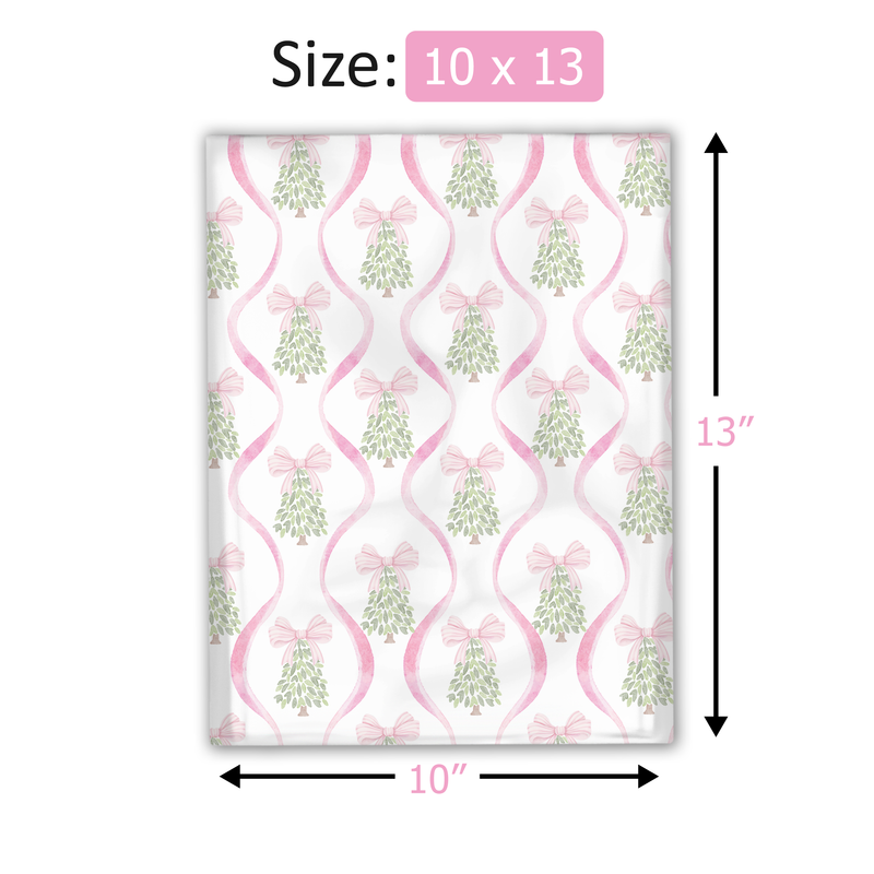 10x13" Christmas Trees and Bows Designer Poly Mailers Shipping Envelopes Premium Printed Bags