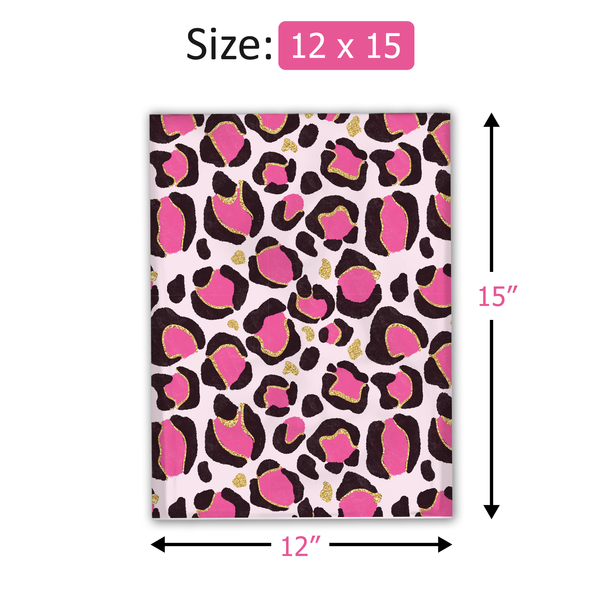 12x15" Pink Leopard Print Designer Poly Mailers Shipping Envelopes Premium Printed Bags