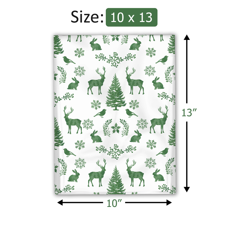 10x13" Winter Deer Designer Poly Mailers Shipping Envelopes Premium Printed Bags