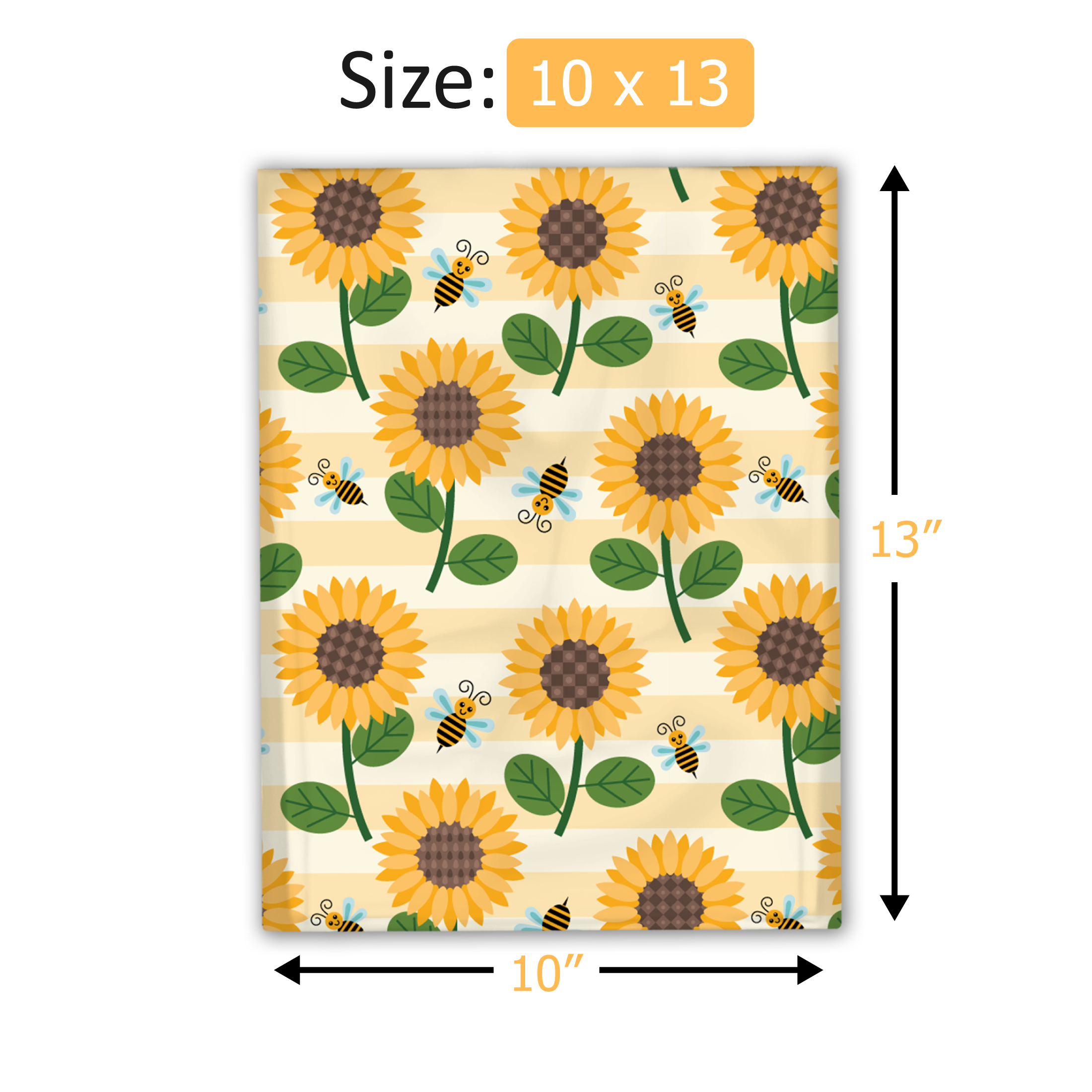 10x13 Sunflowers and Bumble Bees Poly Mailers – Shipping Bags for Small Business