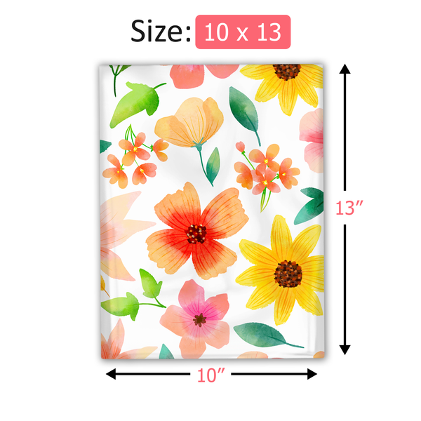 10x13 Watercolor Flowers Poly Mailers – Shipping Bags for Small Business