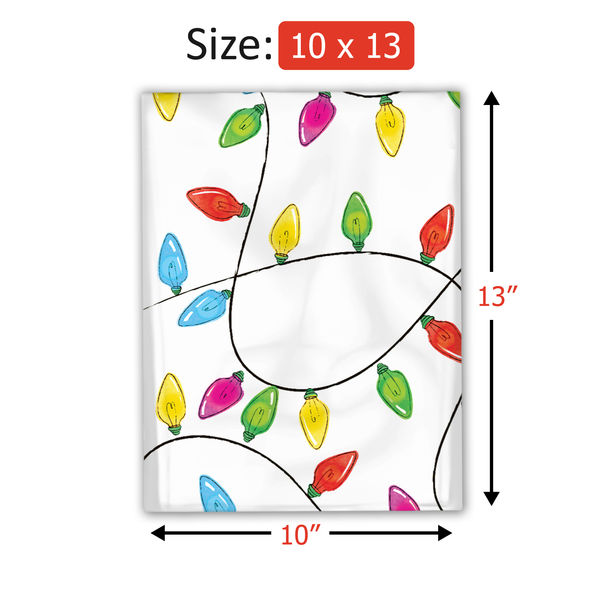 10x13 Christmas Lights Designer Poly Mailers Shipping Envelopes Premium Printed Bags