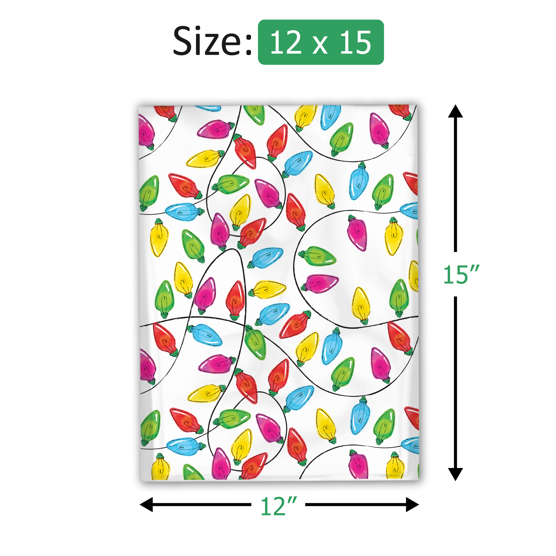 12x15 Christmas Lights Poly Mailers – Shipping Bags for Small Business