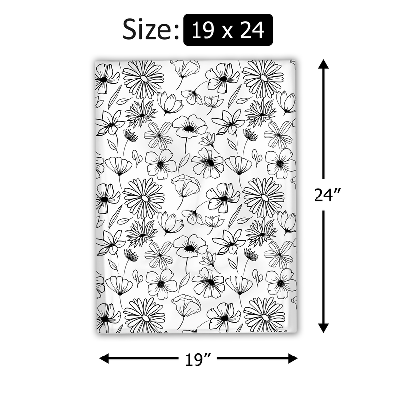 19x24" Black and White Floral Designer Poly Mailers Shipping Envelopes Premium Printed Bags