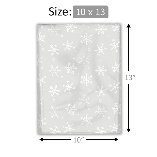 10x13 Gray Winter Snowflakes Poly Mailers – Shipping Bags for Small Business