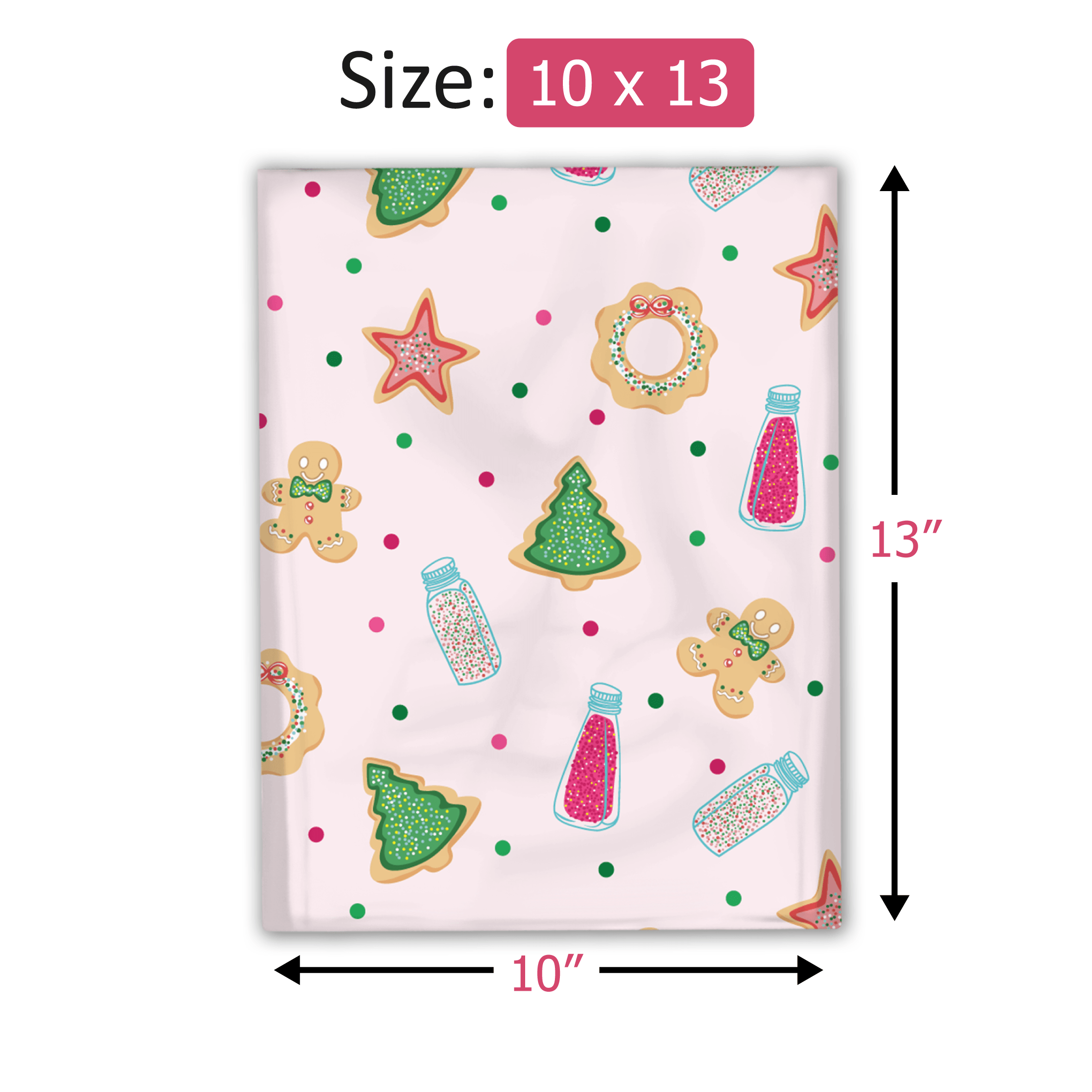 10x13 Christmas Cookie Designer Poly Mailers Shipping Envelopes Premium Printed Bags - Pro Supply Global