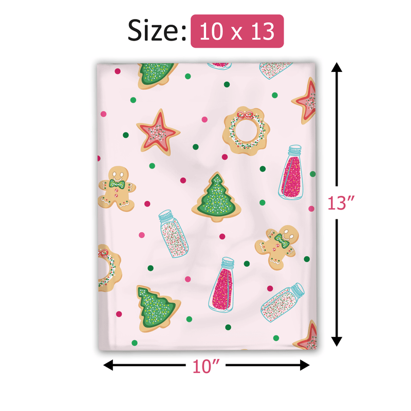 10x13 Christmas Cookie Designer Poly Mailers Shipping Envelopes Premium Printed Bags - Pro Supply Global