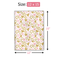 12x15 Pink and Gold Hearts Poly Mailers – Shipping Bags for Small Business