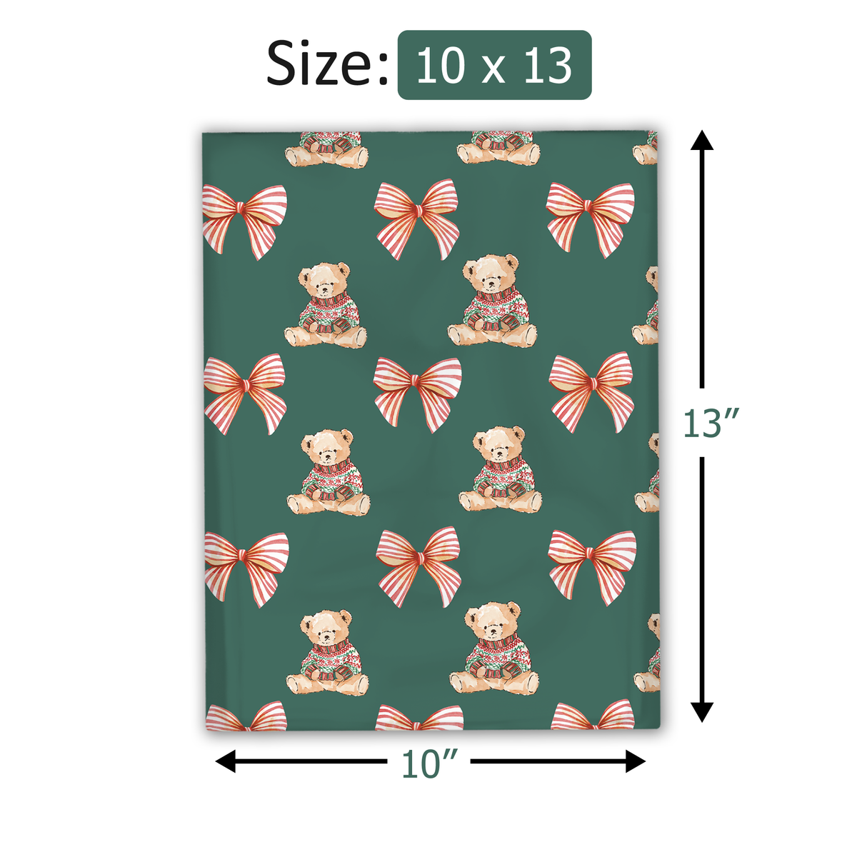 10x13 Christmas Teddy Bear Poly Mailers – Holiday Shipping Bags