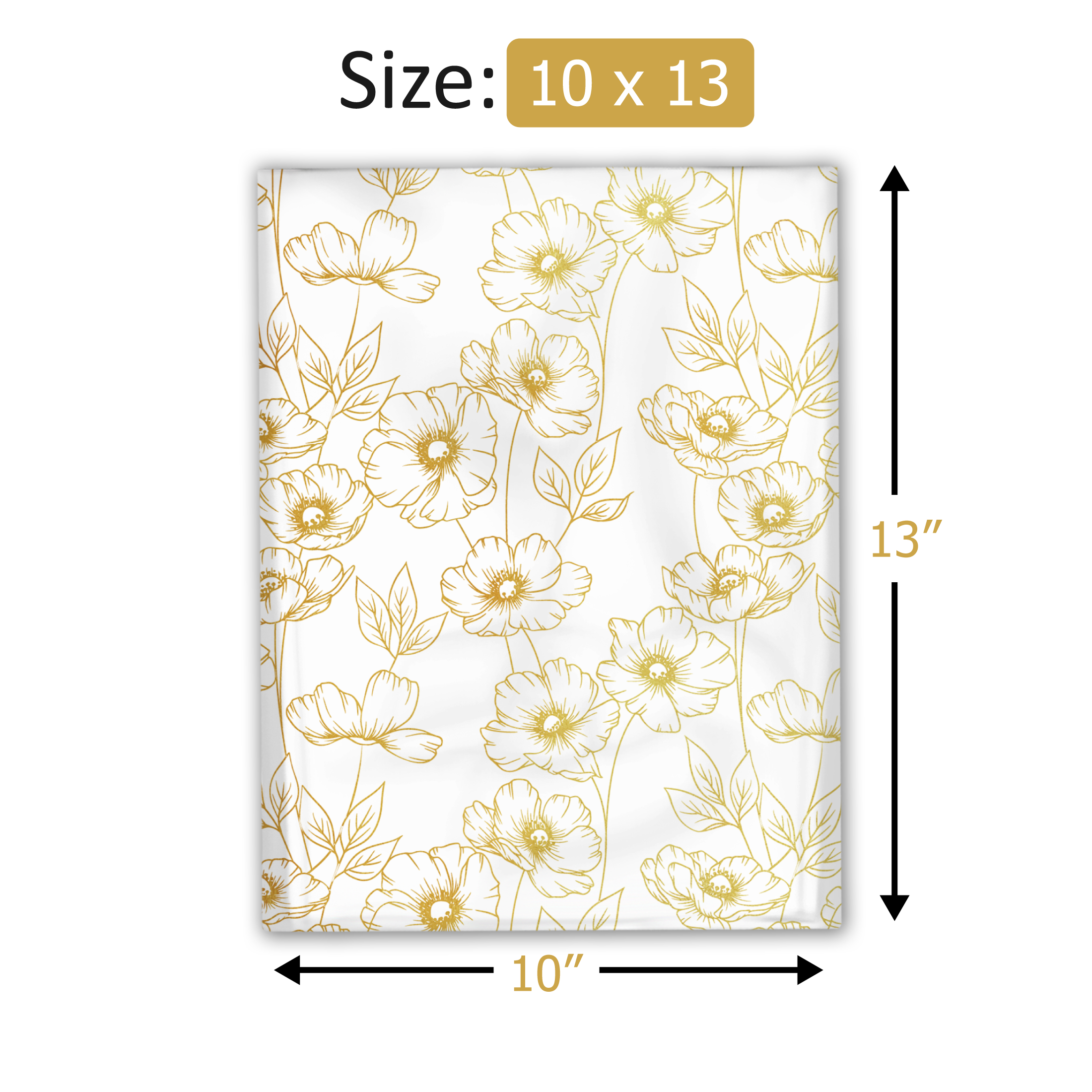 10x13 Gold Sketched Floral Poly Mailers – Shipping Bags for Small Business