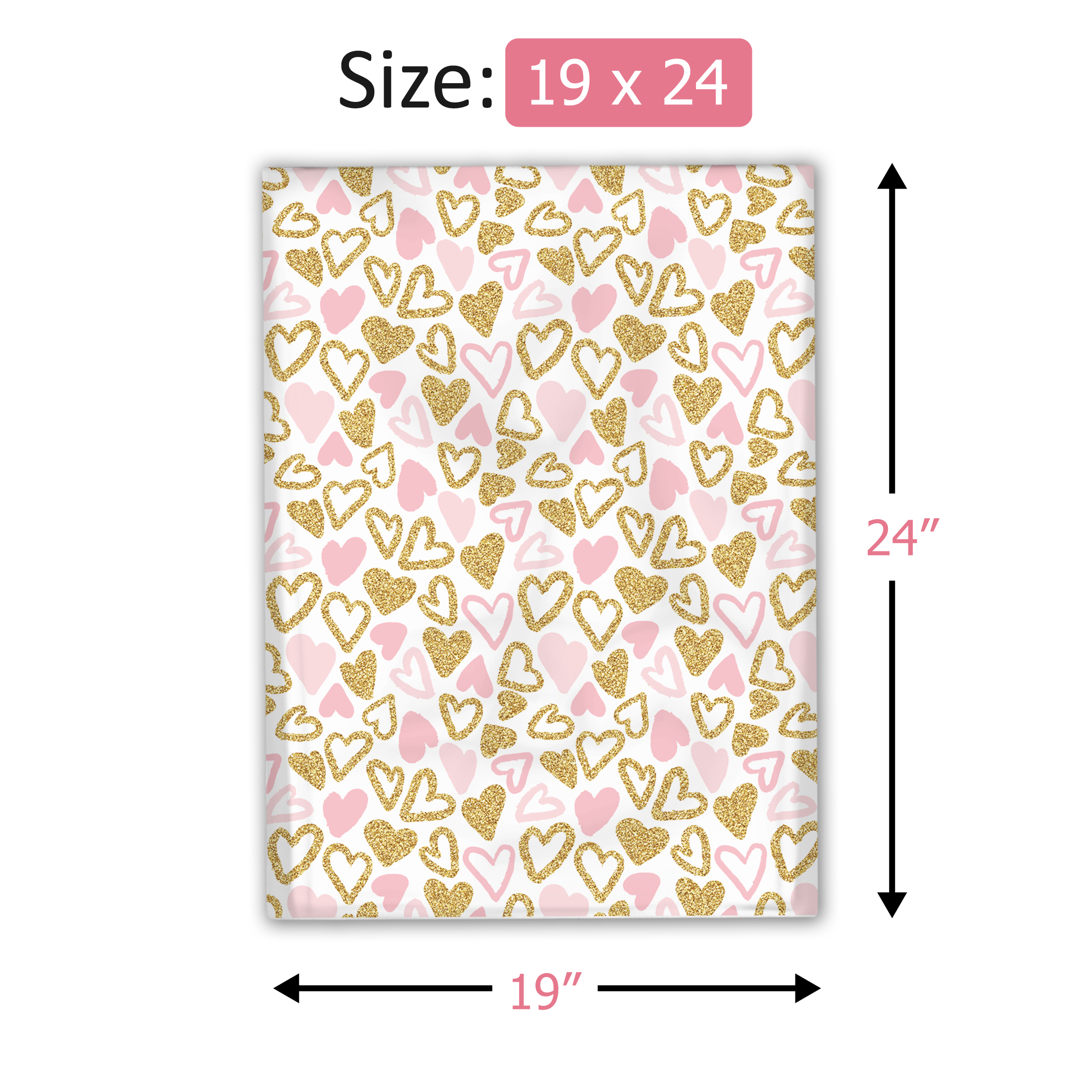 19x24 Pink and Gold Hearts Poly Mailers – Shipping Bags for Small Business
