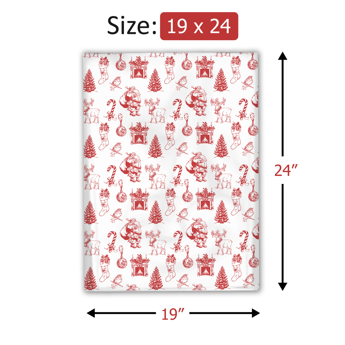 19x24 Vintage Christmas Toile Poly Mailers – Large Holiday Shipping Bags