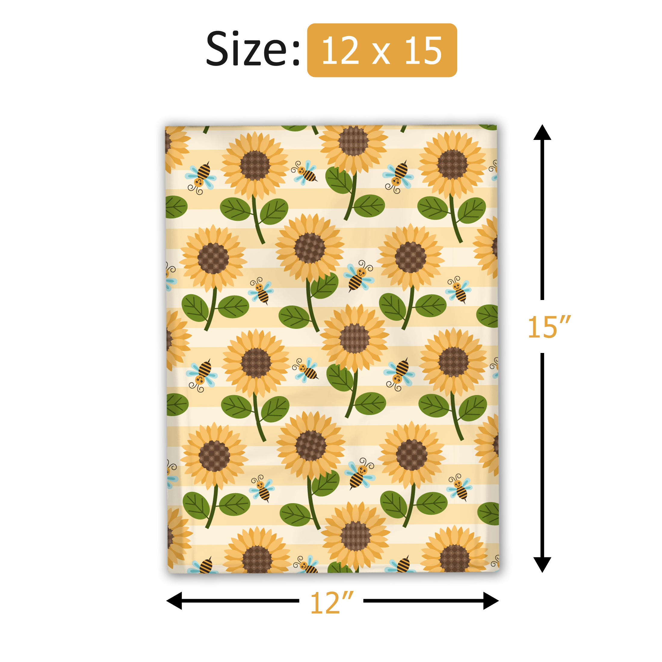 12x15 Sunflowers and Bees Poly Mailers – Shipping Bags for Small Business