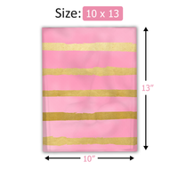 10x13 Pink and Gold Stripes Poly Mailers – Shipping Bags for Small Business