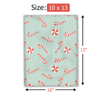 10x13 Candy Canes Designer Poly Mailers Shipping Envelopes Premium Printed Bags