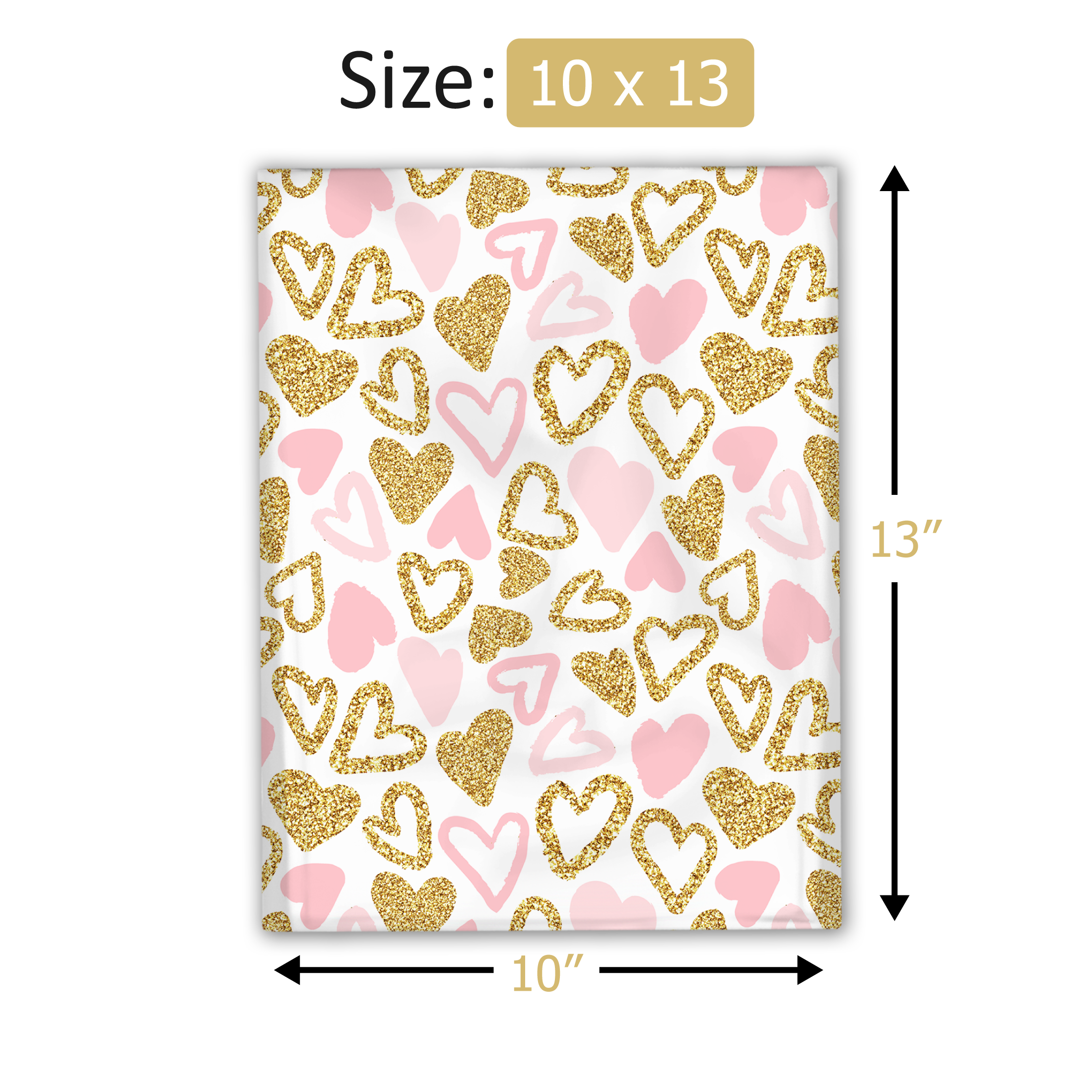 10x13 Pink Hearts Poly Mailers – Shipping Bags for Small Business