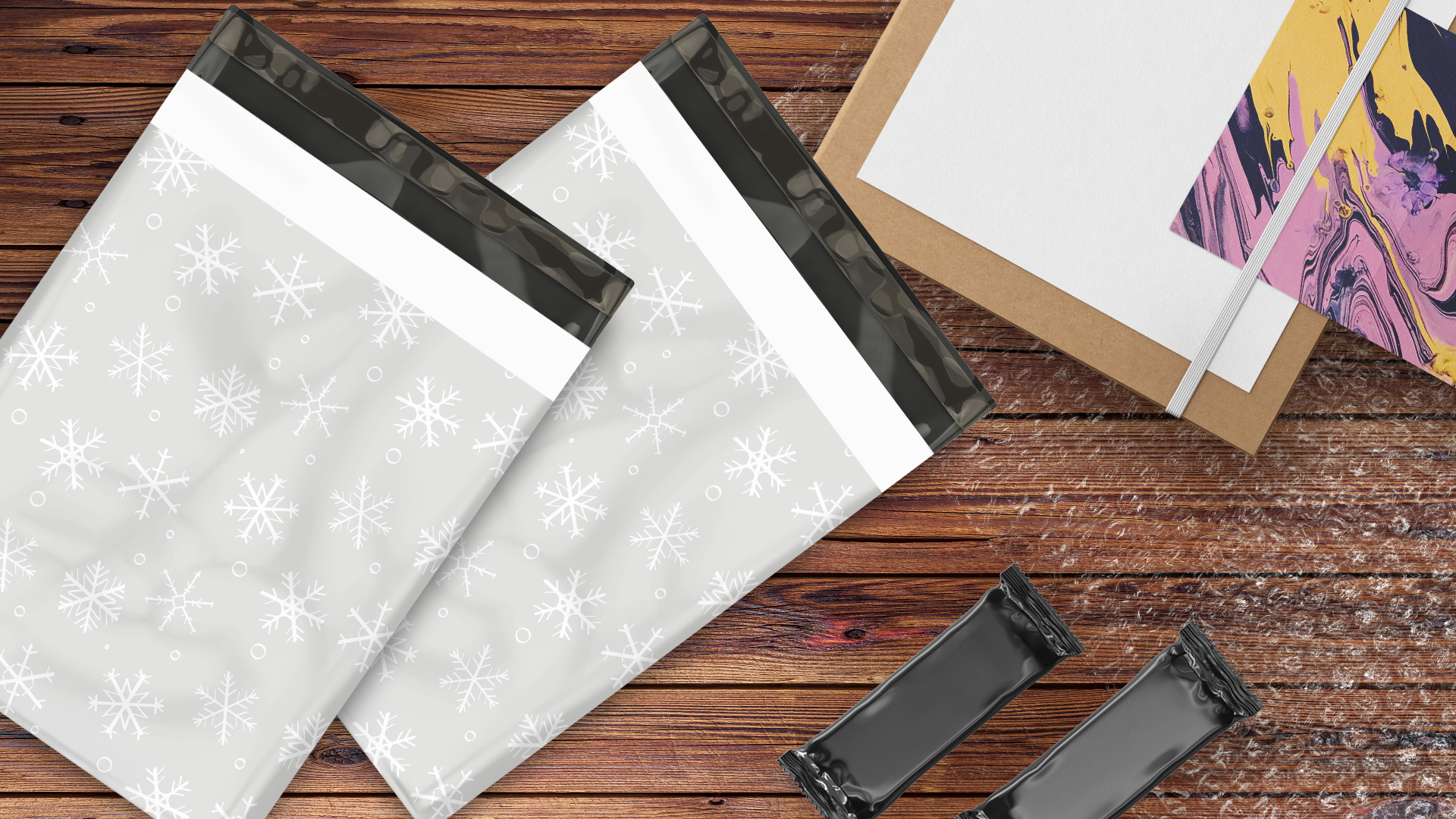 10x13 Gray Winter Snowflakes Poly Mailers – Shipping Bags for Small Business