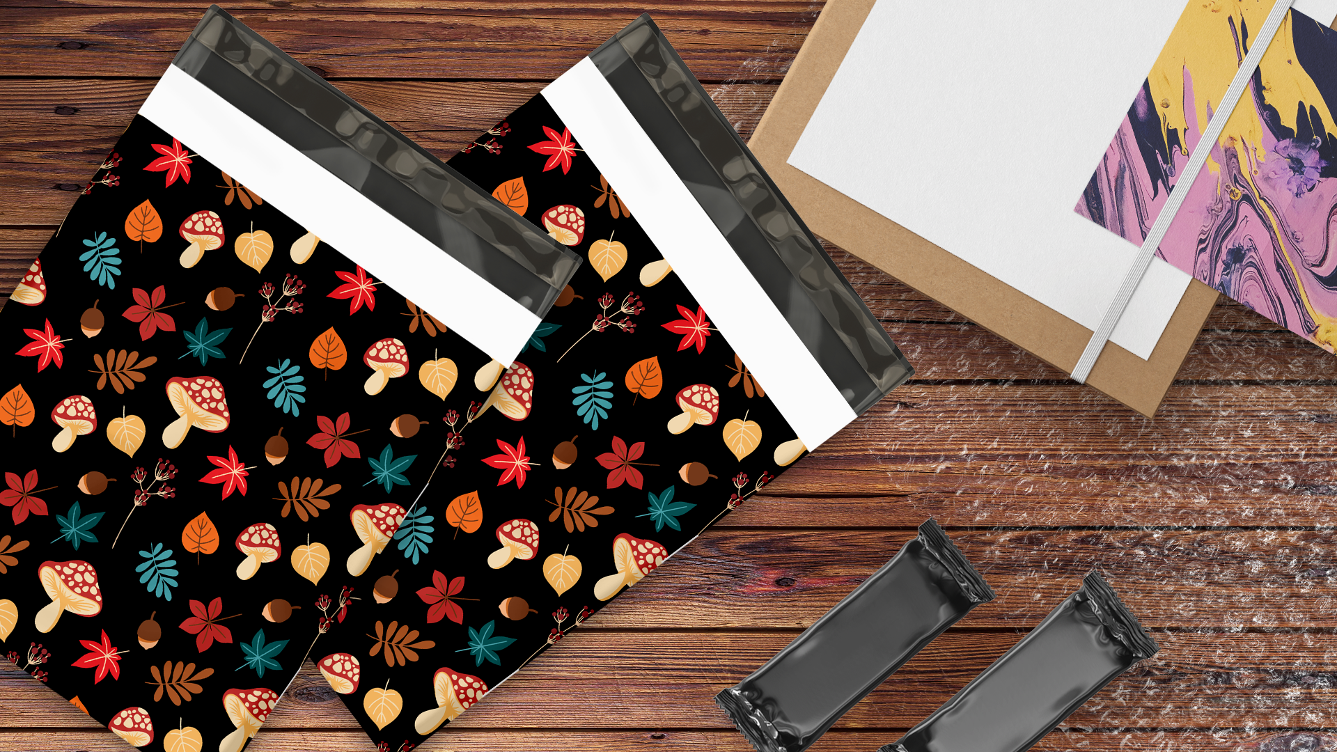 10x13 Autumn Mushrooms Poly Mailers – Shipping Bags for Small Business