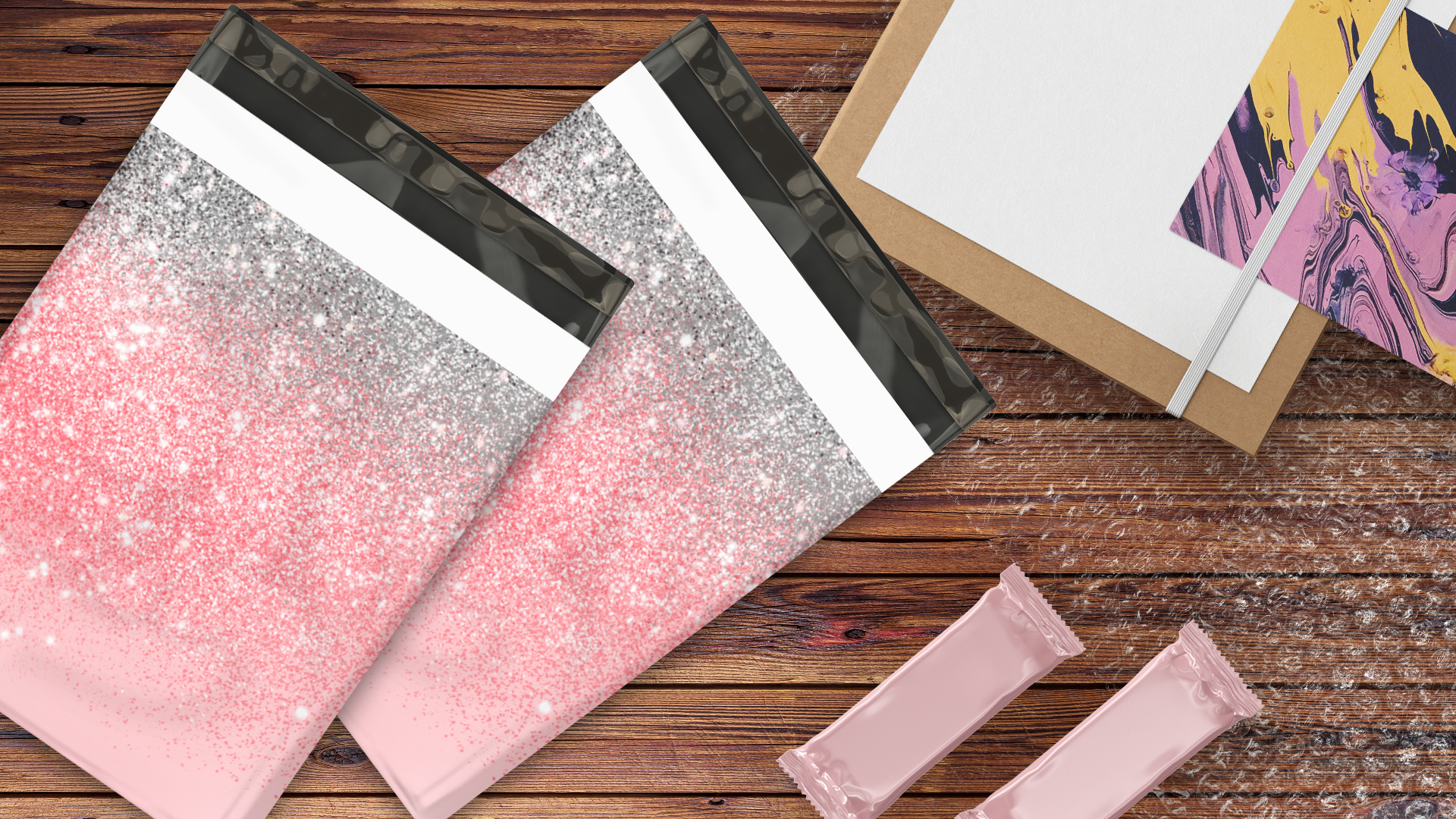 10x13 Pink Glitter Transition Poly Mailers – Shipping Bags for Small Business