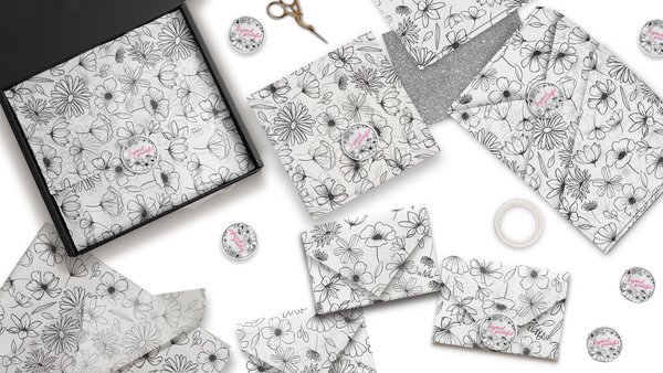 Black and White Floral 20x30 Tissue Paper – Gift Wrapping & Boutique Packaging