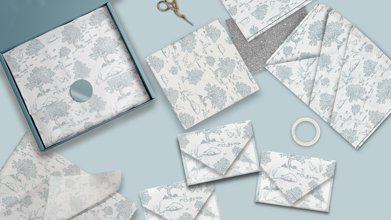 Blue Toile Designer Tissue Paper for Gift Bags