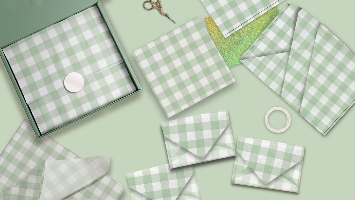 Green Gingham Tissue Paper – 20 x 30 Decorative Gift Wrap Tissue Paper