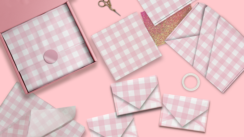 Pink Gingham Designer Tissue Paper for Gift Bags