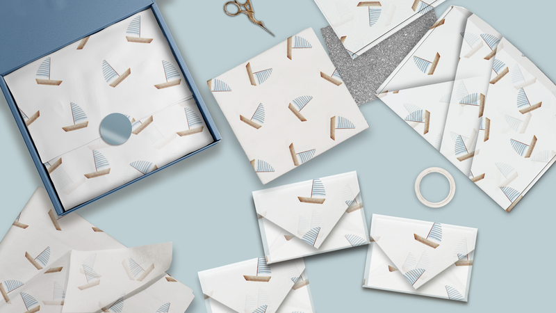Sailboats Designer Tissue Paper For Gift Bags