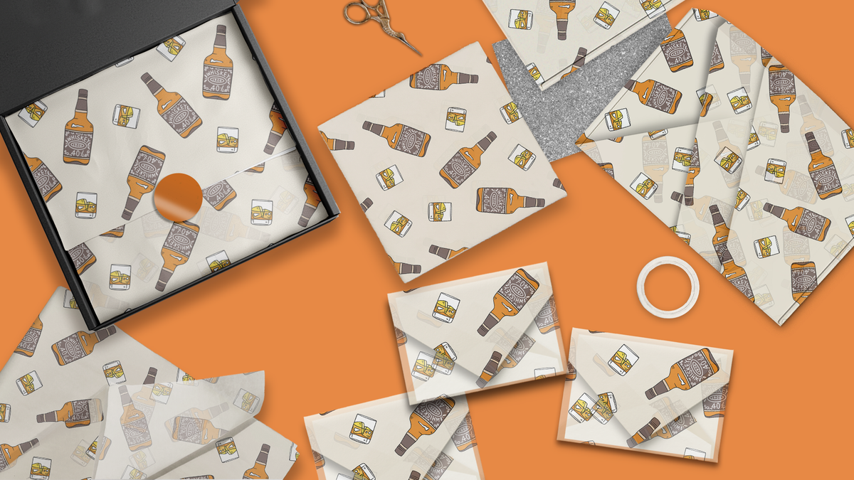 Whiskey Glass Tissue Paper – 20 x 30 Cocktail Gift Wrap Tissue Paper