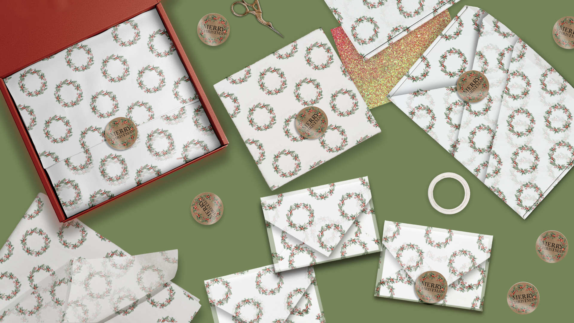 Christmas Wreath 20x30 Tissue Paper – Gift Wrapping & Boutique Packaging