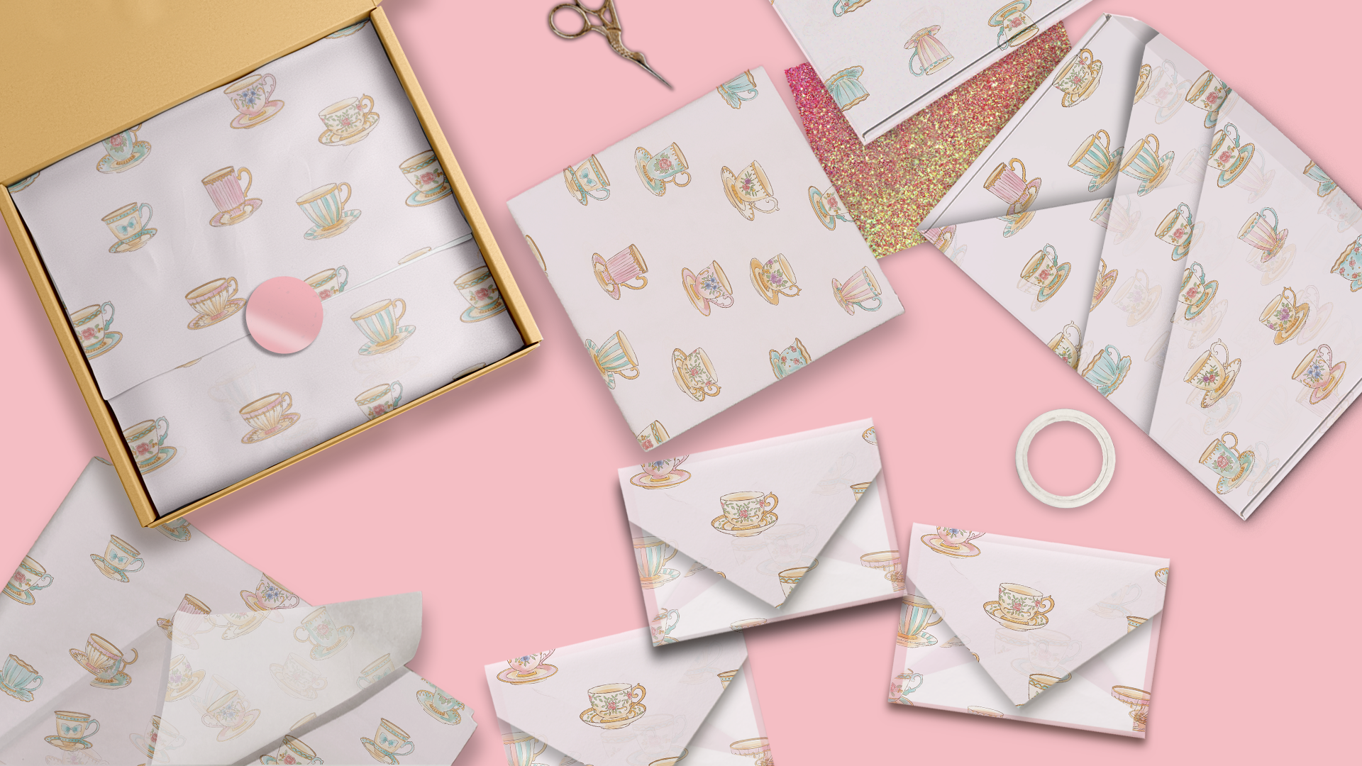 Tea Cups 20x30 Tissue Paper – Gift Wrapping & Boutique Packaging