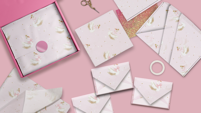 Pink Swans Tissue Paper For Gift Bags