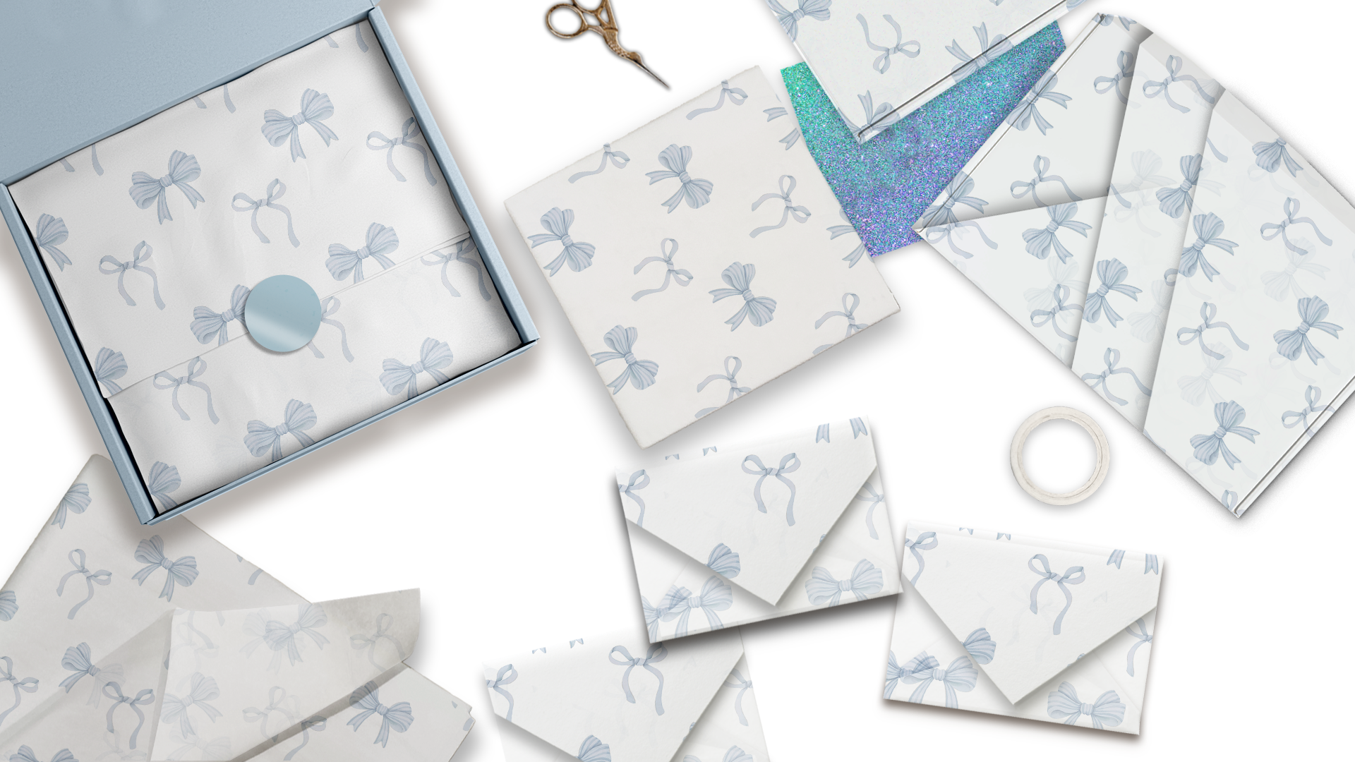 Blue Bows 20x30 Tissue Paper – Gift Wrapping & Boutique Packaging