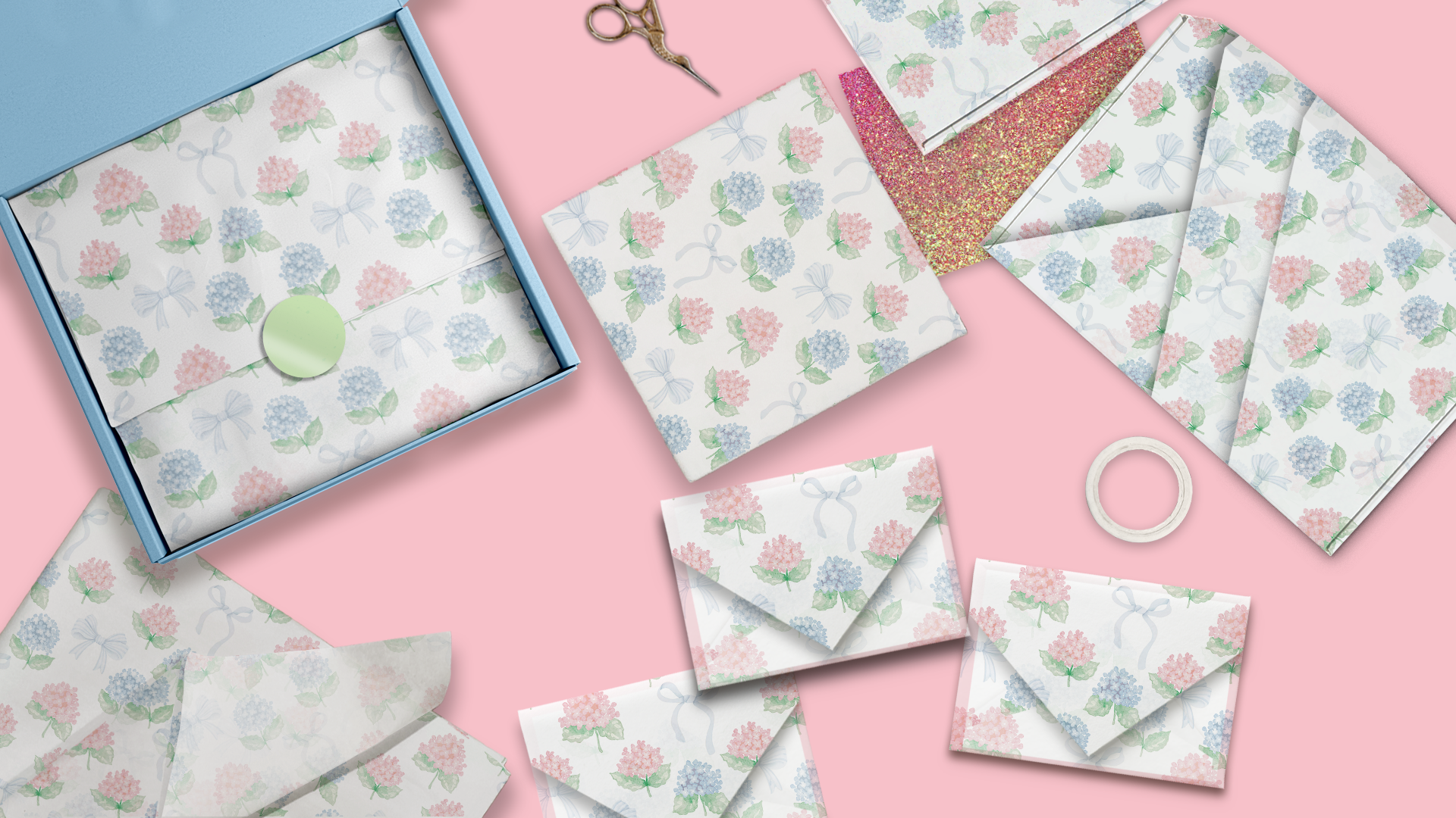 Hydrangeas 20x30 Tissue Paper – Gift Wrapping & Boutique Packaging