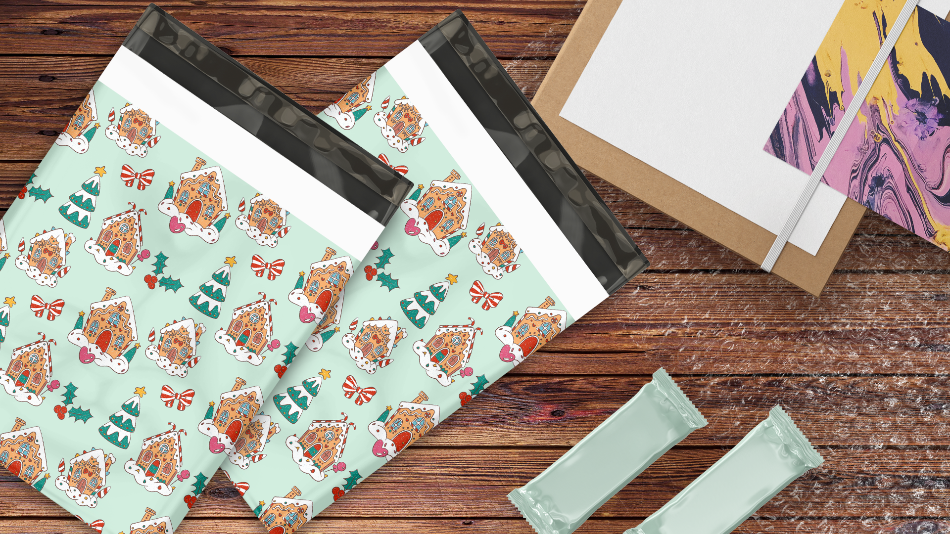 10x13 Gingerbread Houses Poly Mailers – Shipping Bags for Small Business
