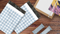19x24 Blue Gingham Poly Mailers – Large Printed Shipping Bags