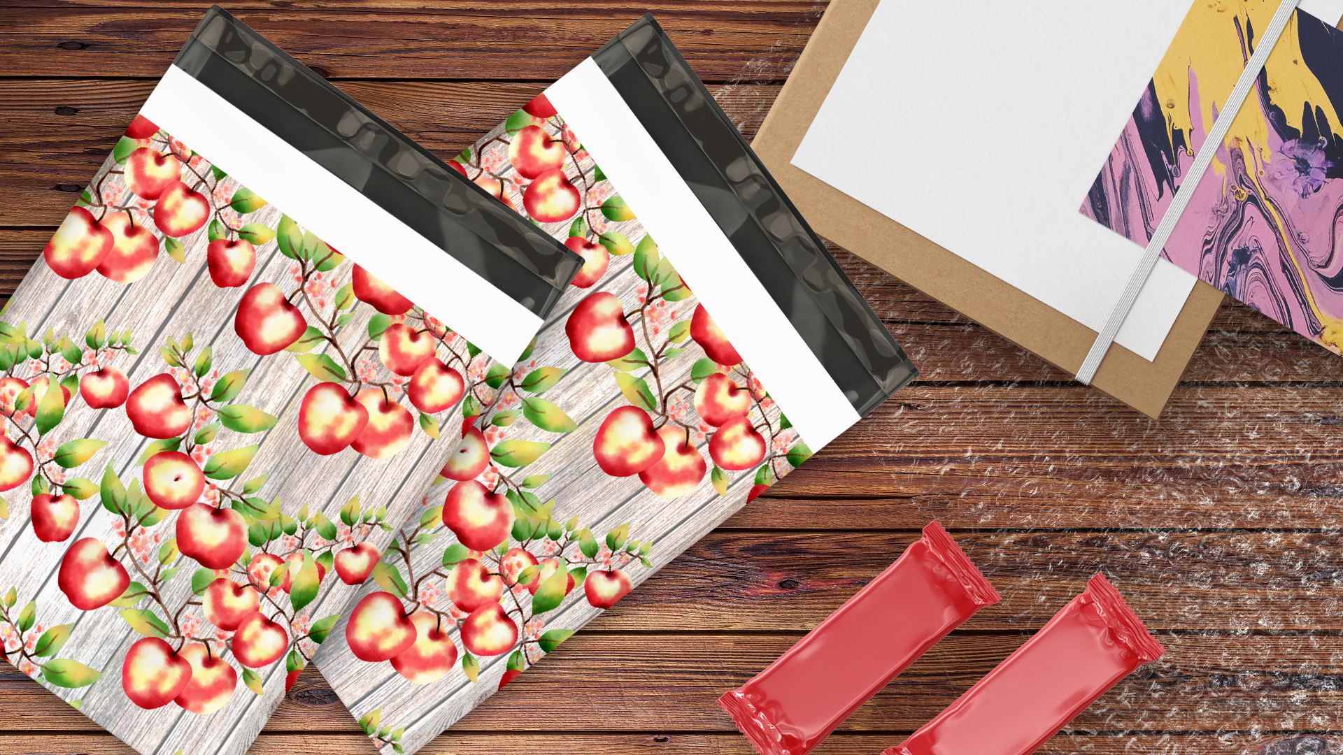10x13 Apples and Blossoms Shipping Premium Printed Poly Mailers – Shipping Bags for Small Business