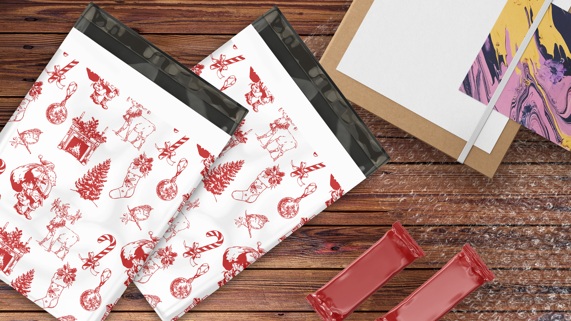 10x13 Vintage Christmas Toile Poly Mailers – Holiday Shipping Bags
