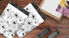 12x15 Black and White Sketched Floral Designer Poly Mailers Shipping Envelopes Premium Printed Bags