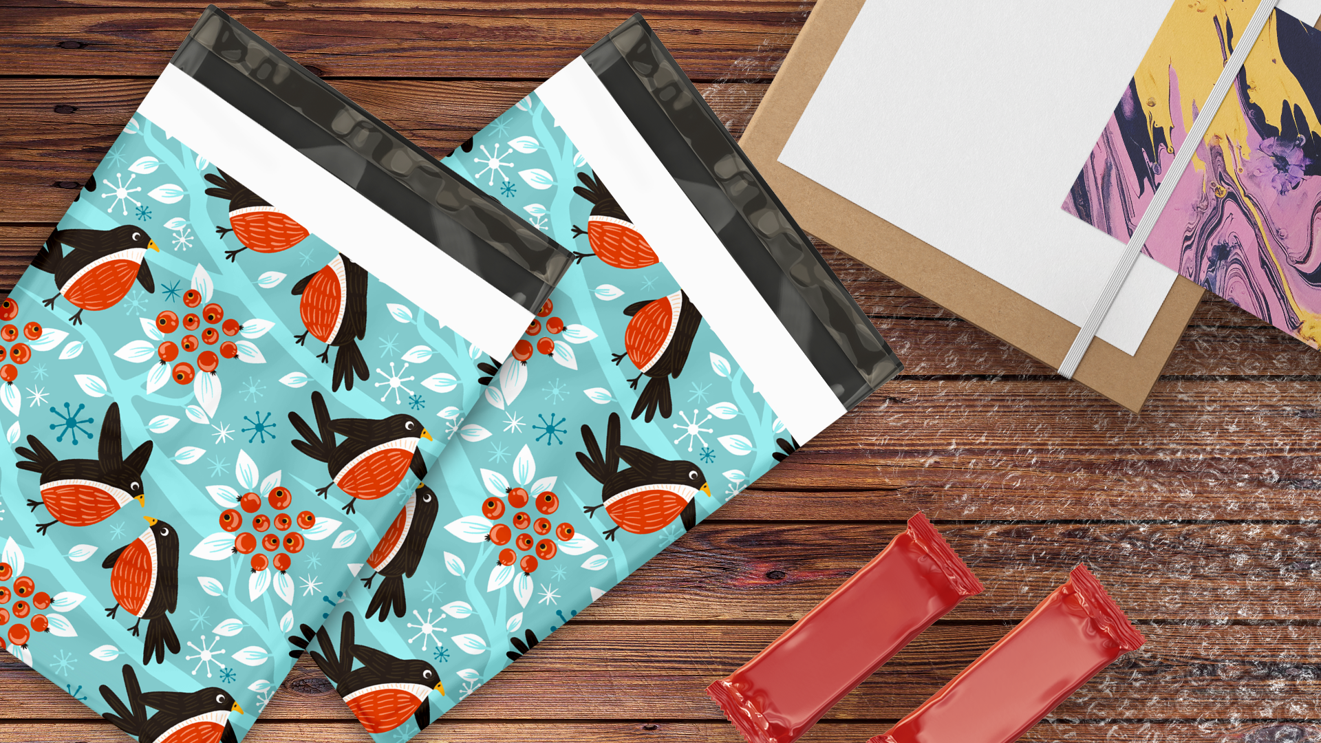 10x13 Birds & Berries Poly Mailers – Shipping Bags for Small Business