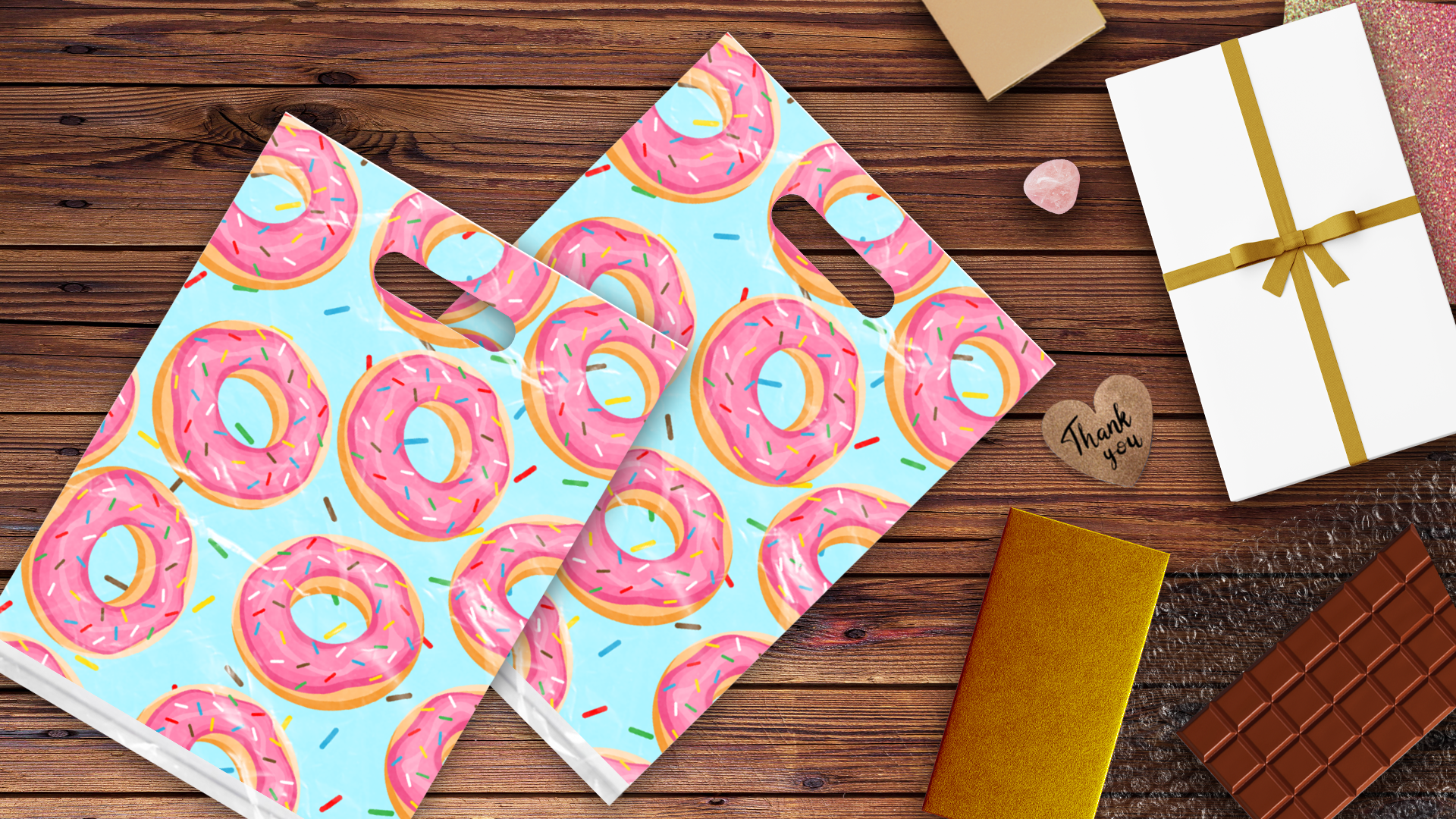 9x12 Donut Poly Merchandise Bags – Retail Bags with Die-Cut Handles (2 Mil)