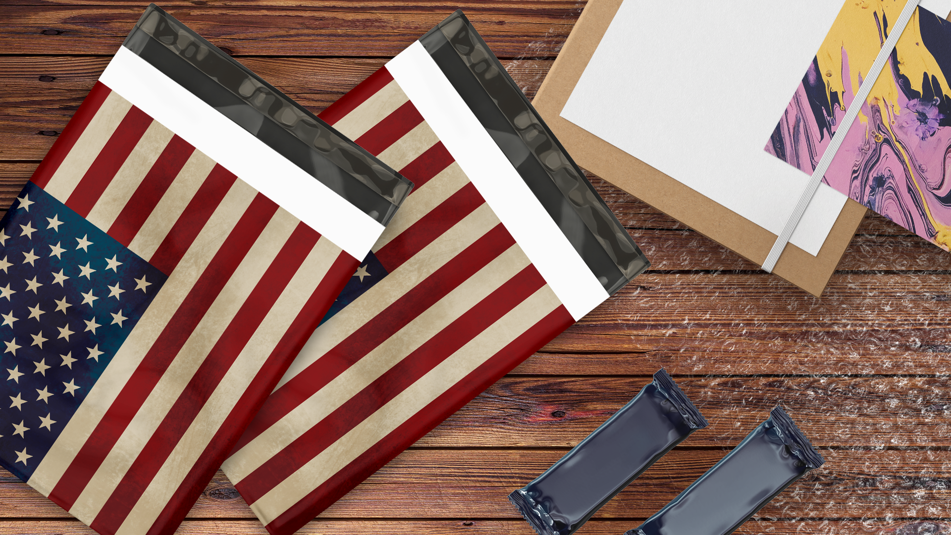 12x15 Rustic American Flag Poly Mailers – Shipping Bags for Small Business