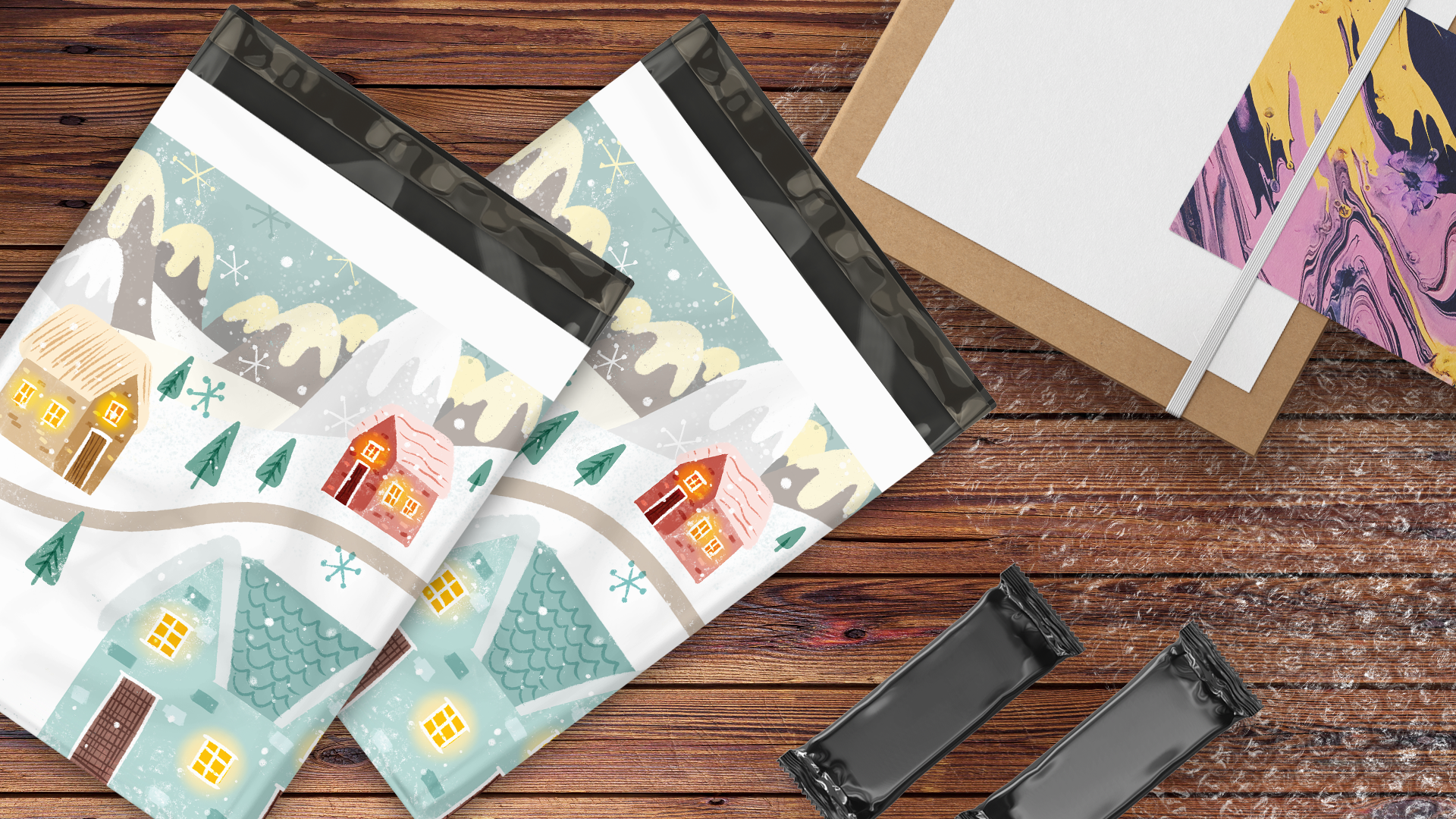 10x13 Winter Village Poly Mailers – Shipping Bags for Small Business