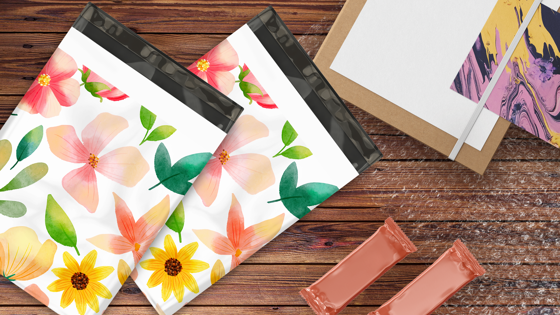 10x13 Watercolor Flowers Poly Mailers – Shipping Bags for Small Business