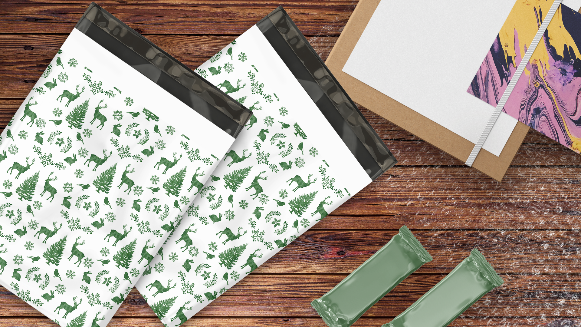 19x24 Winter Deer Poly Mailers – Shipping Bags for Small Business