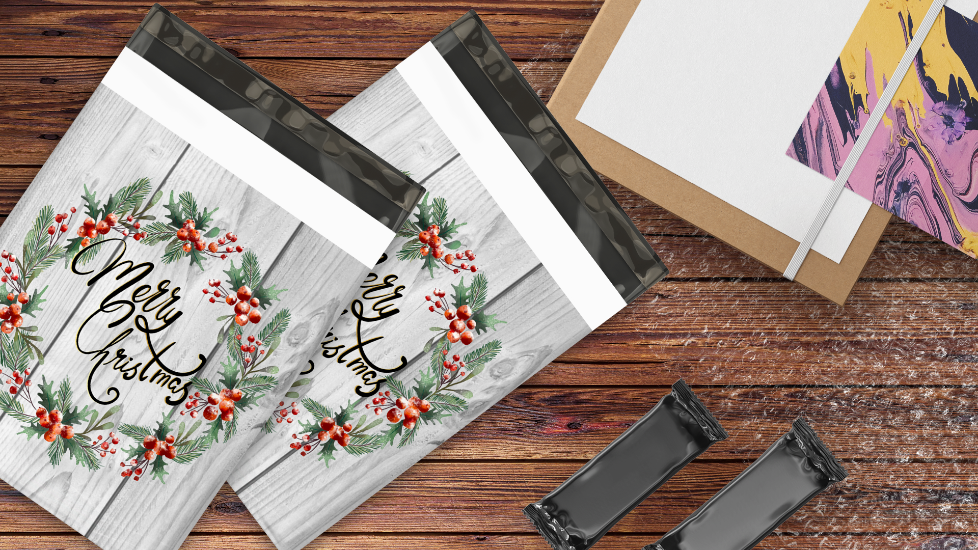 10x13 Christmas Wreath Poly Mailers – Shipping Bags for Small Business
