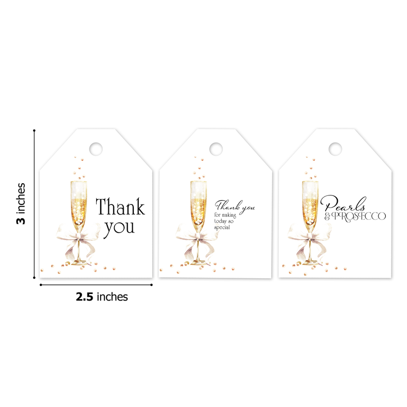 Pearls and Prosecco Bridal Shower Assortment Gift Tags